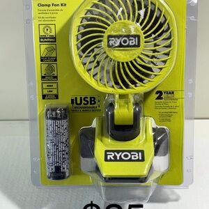 RYOBI Yellow Clamp Fan Kit